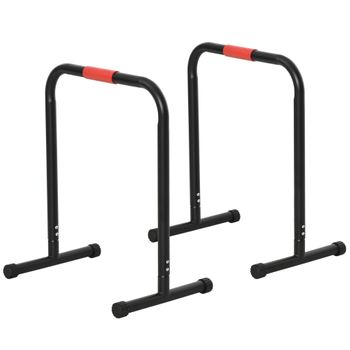 Barras Paralelas Musculación Dips Homocm Acero Pvc, 63x41x73cm, Negro