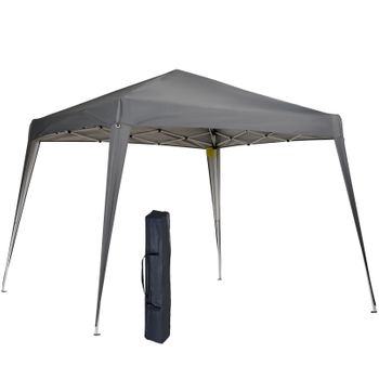 Carpa Plegable De Tela Oxford Y Acero 240x240x250cm - Outsunny. Gris