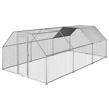 Gallinero De Metal, Alambre, Tela Oxford 2,8x5,7x1,95m - Pawhut.plata