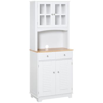 HOMCOM Aparador de Cocina con 1 Cajón 2 Puertas y Estante Interior  Ajustable Mueble Auxiliar Decorativo para Comedor Salón 80x39,7x80 cm  Blanco Lavado