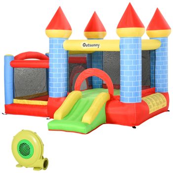 Castillo Hinchable Infantil Con Tobogán Multicolor Outsunny