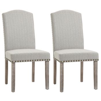 2 Sillas De Poliéster, Madera De Caucho Homcom 51x64x99,5 Cm - Gris