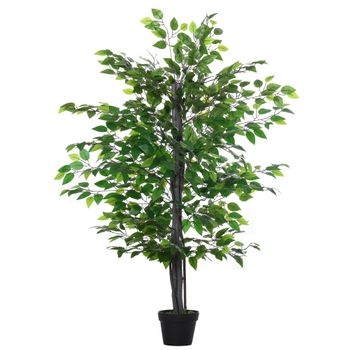 Árbol De Ficus Artificial De Pe, Cemento, Pp Outsunny Ø20x145cm-verde