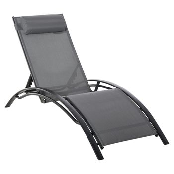 Tumbona Reclinable De Aluminio, Textilene 171x64x82cm-outsunny. Gris