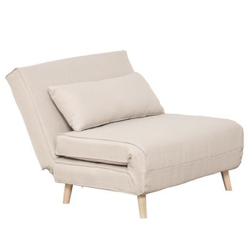 Sofá Cama De Lino, Madera De Caucho Homcom 94x78x80 Cm - Beige