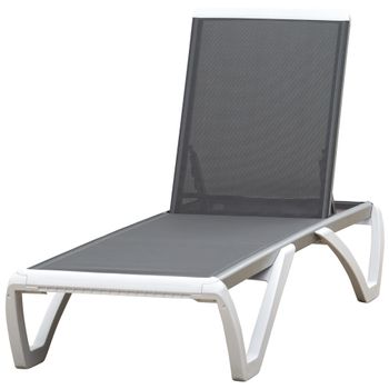 Tumbona Reclinable De Aluminio 170x67,5x95 Cm-outsunny. Gris Blanco