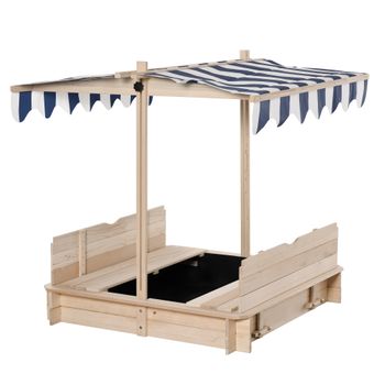 Arenero Para Niños Con Toldo Ajustable En Altura Natural Outsunny