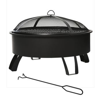 Brasero Exterior Outsunny 76x76x47 cm Negro