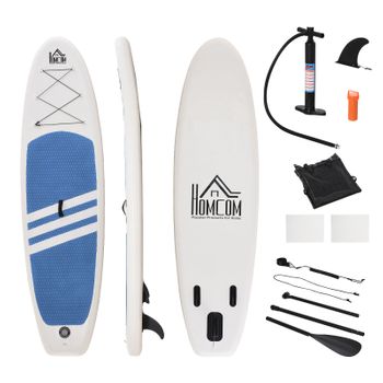 Tabla De Surf Hinchable Homcom Pvc Y Eva, 305x80x15 Cm, Azul Blanco