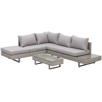 Conjunto De Muebles Jardín De Acero Ratán Pe Poliéster-outsunny.gris