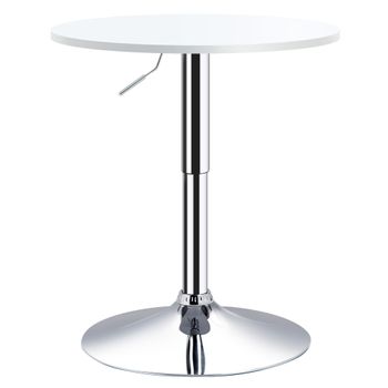 Mesa De Bar Altura Ajustable De Metal, Mdf Homcom Ø60x69-93cm-blanco