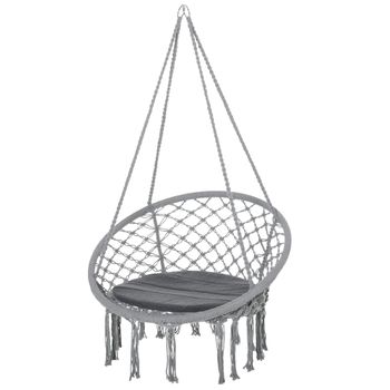 Silla Colgante De Poliéster Algodón Metal 80x80x42 Cm-outsunny.gris