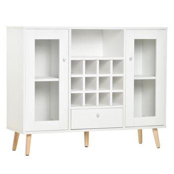 Aparador Cocina De Melamina Madera Vidrio Homcom 100x33x80cm-blanco