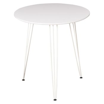 Mesa De Comedor Redonda De Mdf Y Metal Homcom Φ70x75 Cm-blanco