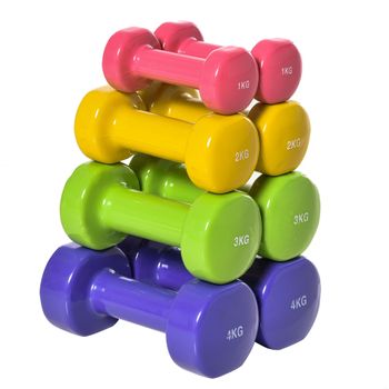 Juego De 8 Mancuernas Homcom Acero Pu, Ø9x19,5 Cm, Multicolor