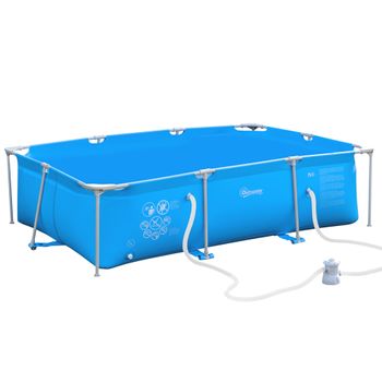 Piscina Desmontable Tubular De Acero Pvc 292x190x75cm-outsunny.azul