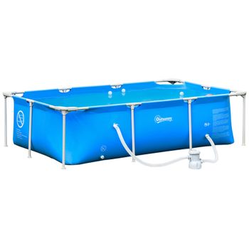 Piscina Desmontable Tubular De Acero Pvc 252x152x65cm-outsunny.azul