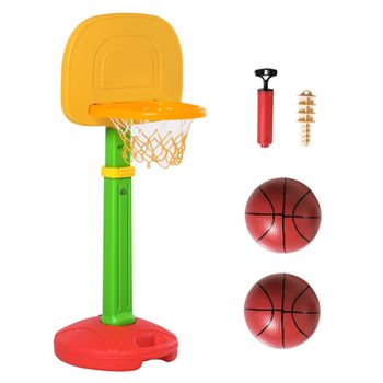 HOMCOM Tobogán Infantil con Columpio y Canasta de Baloncesto 3 en 1 para  18-36 Meses con Asiento Ajustable Parque Infantil para Interior y Exterior  152x149x107 cm Multicolor