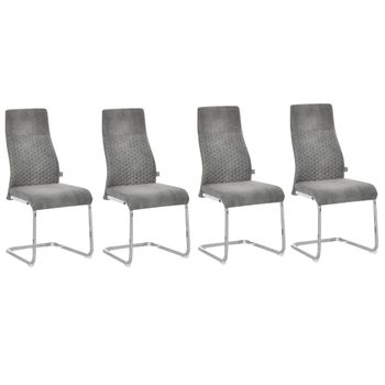 4 Sillas De Comedor De Poliéster Espuma Metal Homcom 45x61x98 Cm-gris