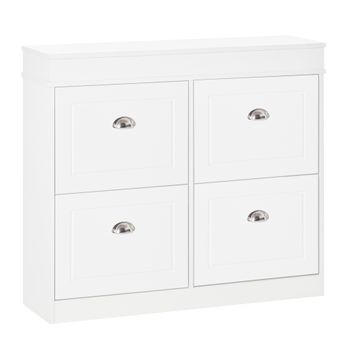 Mueble Zapatero De Aglomerado De Madera Homcom 98x24x83 Cm-blanco