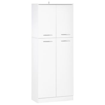 Armario Alto De 2 Puertas De Mdf Homcom 59x31x155 Cm - Blanco