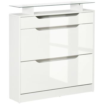 Juego De Muebles De Entrada De Madera Vidrio Homcom 75x4x70 Cm Blanco con  Ofertas en Carrefour