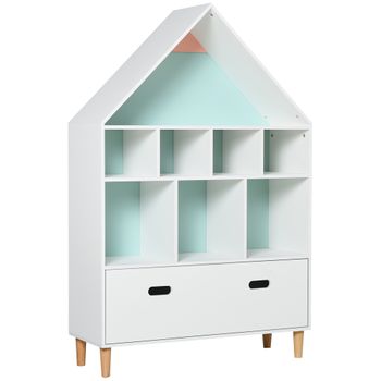 Estantería Juguetes Infantil ZONEKIZ MDF Blanco 60x29.5x100 cm 311-062V80WT