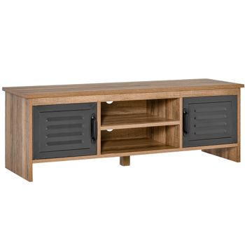 Mueble Tv Melamina Madera Acero Inoxidable Homcom 120x39,5x52cm-roble con  Ofertas en Carrefour