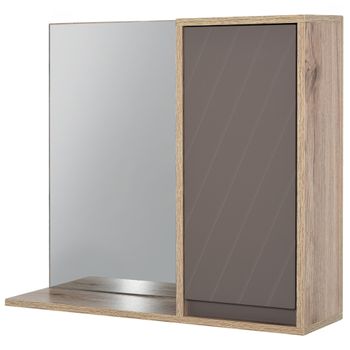 Armario De Baño Con Espejo De Mdf Homcom 57x14,2x49,2 Cm-roble Y Gris