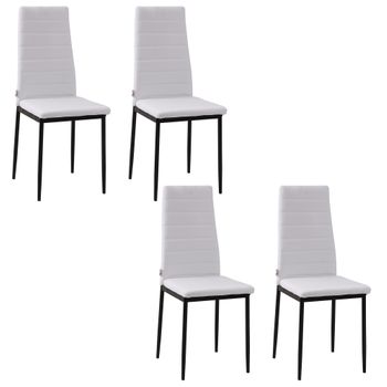 Set 4 Sillas De Comedor De Espuma Metal Lino Homcom 41x50x97cm-blanco