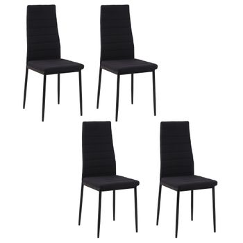 Set 4 Sillas De Comedor De Espuma Metal Lino Homcom 41x50x97cm-negro