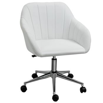 Silla Oficina De Espuma Metal Plástico Pu Vinsetto 60x59x89cm-blanco