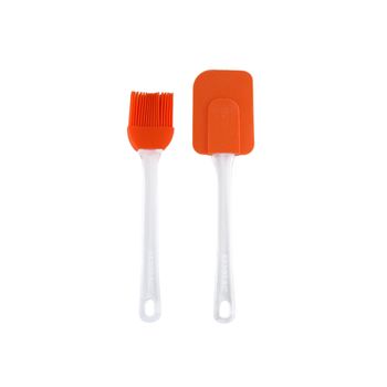 Renberg -set De Espatula Y Cepillo Silicona Naranja