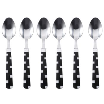 Set De 6 Cucharas De Mesa Acero Inoxidable Negras