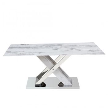 Mesa De Centro Cristal Blanco Houston 40x110x60cm