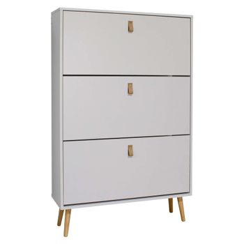 Zapatero Blanco Alto 3 Puertas Anzio Estilo Moderno Mueble Recibidor Entrada Pasillo 129x80x24 Cm