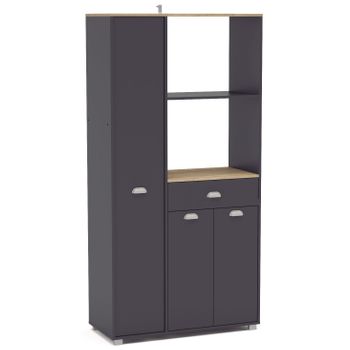 Buffet Asfeld Color Gris Grafito 3puertas 1 Cajón Cocina Mueble Auxiliar Almacenamiento 180x90x40 Cm