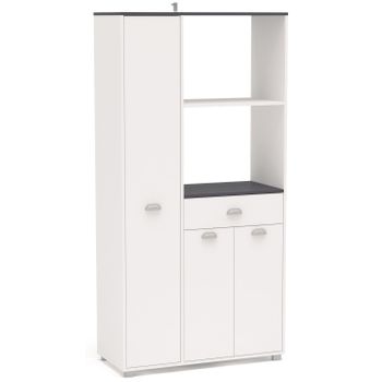 Buffet Asfeld Color Blanco 2 Armarios 1 Cajón Almacenaje Cocina Mueble Moderno 180x90x40 Cm