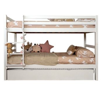 Litera + Cama Elevable Madera Blanco 90x195cm