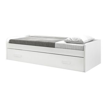 Cama + Elevable Aglomerado Blanco Con Somier Y Colchones 105/105 Cm