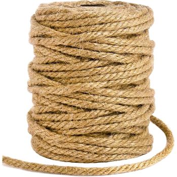 Cuerda De Yute 30m, 4 Capas Cuerda De Sisal Fibra 100% Natural Gruesa Rascador Para Gatos, Artesanía, Decoración (30m - 6mm)