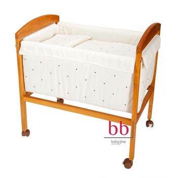 Mini cuna de tijera de madera Lucía Choco celeste. DOSEL NO INCLUIDO -  Serie 27 Lucía Celeste en Babyline