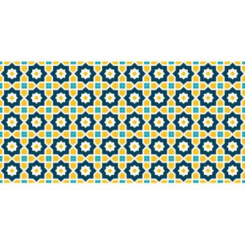 Flooralia - Alfombra Vinilica Clasica, 97x48cm, Blanco-azul-amarillo