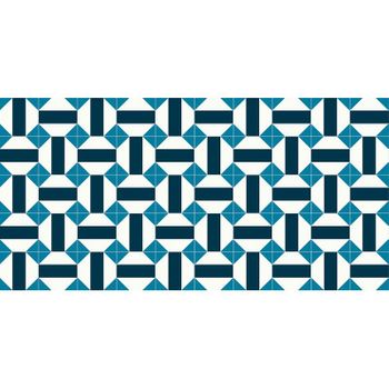 Flooralia - Alfombra Vinilica Geometrica, 143x97cm, Azul-blanco