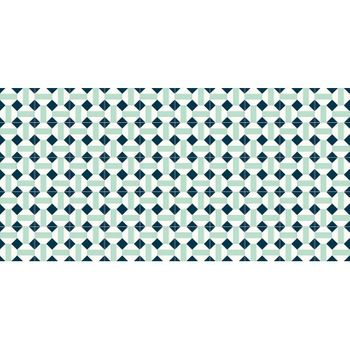 Flooralia - Alfombra Vinilica Geometrica, 250x64cm, Azul-blanco
