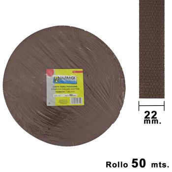 Cinta Persiana Marrón 22 Mm. Rollo 50 Metros - Neoferr