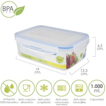 Recipiente Hermetico Cristal Rectangular 550 Ml. 16.7x11.8x6.2 (alt) Cm.  con Ofertas en Carrefour