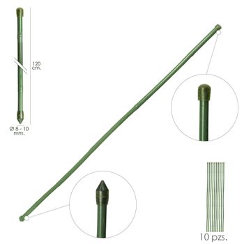 Tutor Varilla Bambu Plastificado 8 - 10 Mm X 120 Cm (paquete 10 Unidades) - Neoferr..