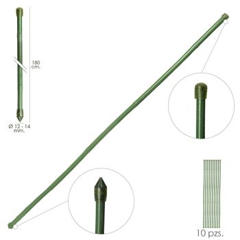 Tutor Varilla Bambu Plastificado 12 - 14 Mm X 180 Cm (paquete 10 Unidades) - Neoferr..