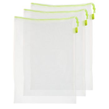 Bolsas De Compra Reutilizables De Malla 3 Unidades De 30x35 Cm Para Frutas,verduras,vergetales, Etc - Neoferr..